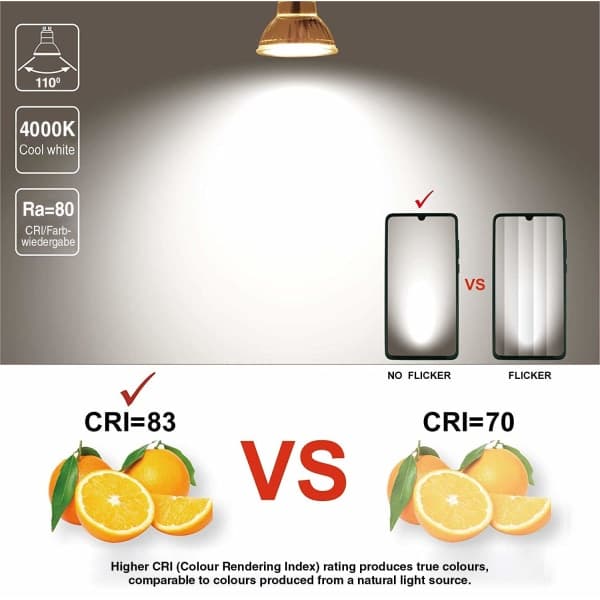 6-pack GU10 LED-lampor 5 W, varmvit 4000 k hög ljusstyrka