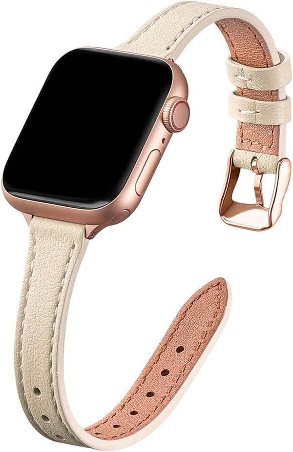 Hvid Elfenben - Kompatibel med Apple-rem 41mm 40mm 38mm, tynd l