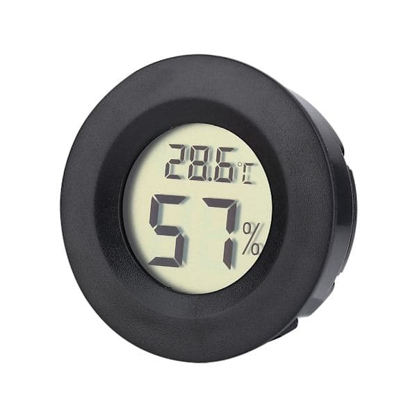 Hilitand Digital Cigar Humidor Hygrometer Termometer Sort Rund Urskive Lagerudsalg,A