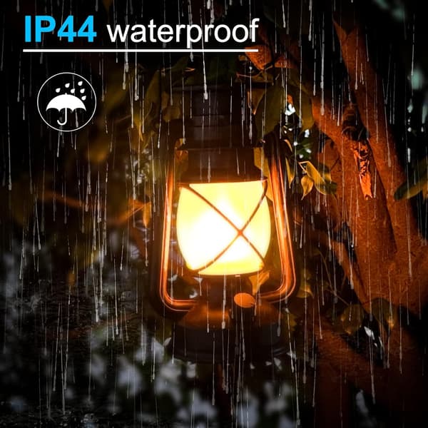 Outdoor Solar Lantern, Hanging Solar Lamp, Retro LED Flame Lantern, Waterproof Camping Light (Set of 2)