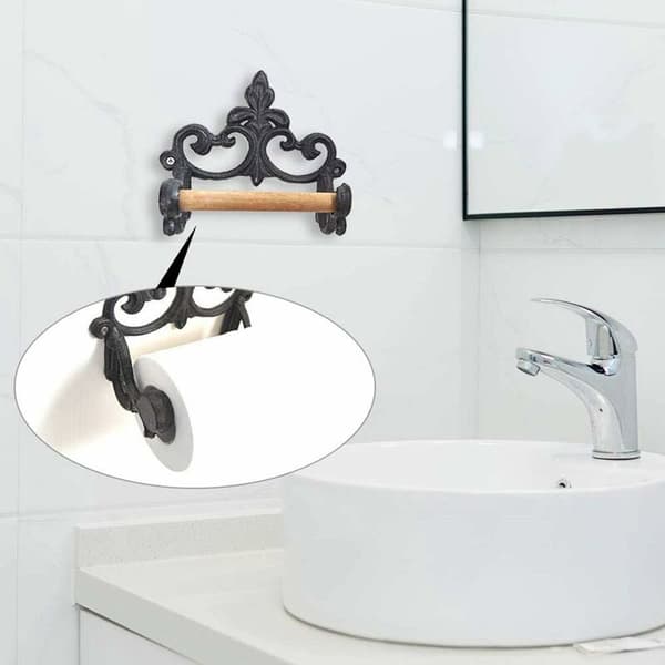 Toiletrulleholder i smedejern, retro, til badeværelse og køkken
