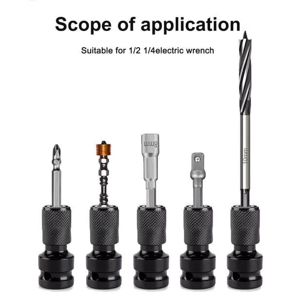 Sæt med 2 slagskruetrækkerbits, topnøgleadapter, 1/2 \" til 1/4 \" adapter, topnøglebits, stålbits til skraldenøgle og skruetrækker