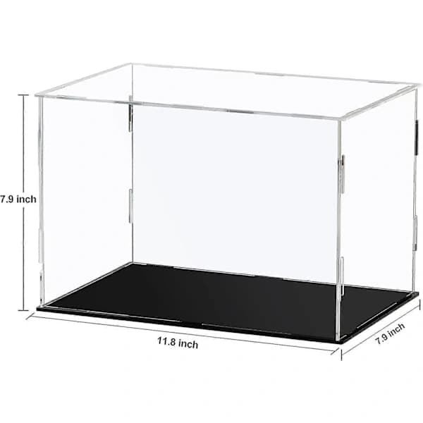 Akryl Displayboks Klar Akryl Bordplade Displayterning til Samlerfigurer - Sort, 30x20x20cm (11,8x7,9x7,9in)