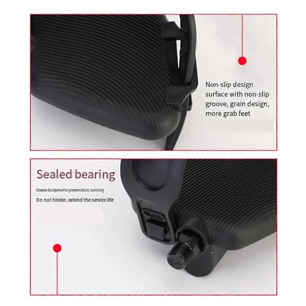 1 Pair Exercise Bike Pedals with Adjustable Straps Black
