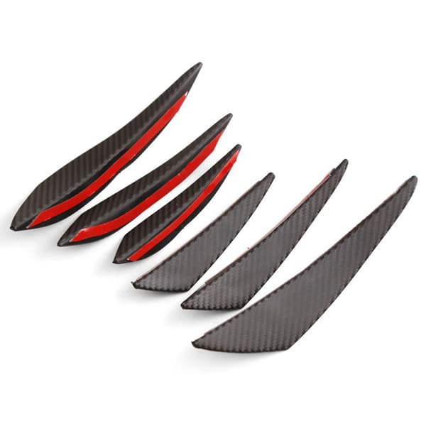 6 stk. Frontkofanger Diffusor Finner Kulfiberstil Side Canards Læbe Dekoration Karosseri Spoiler Universal Pasform