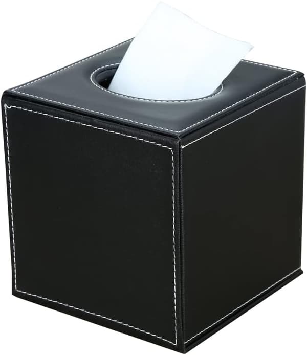 Elegant PU-læder terningformet servietdispenser (sort)