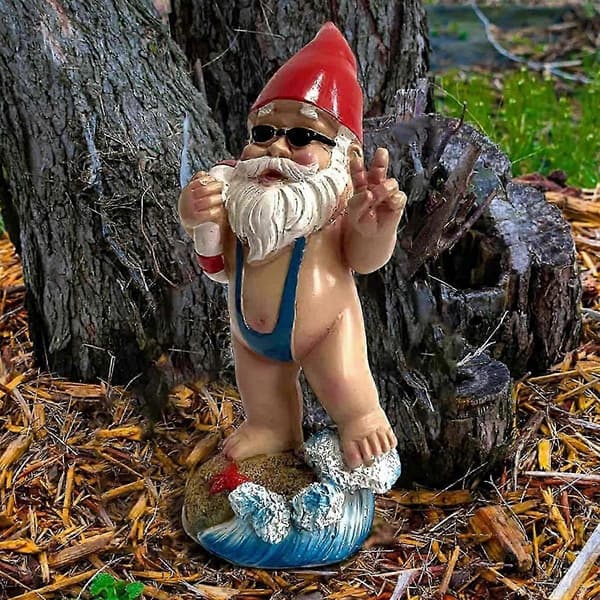 Blåhval gaver 15 cm rolig havedværg ornament - Mankini design/redningskrans [DB]