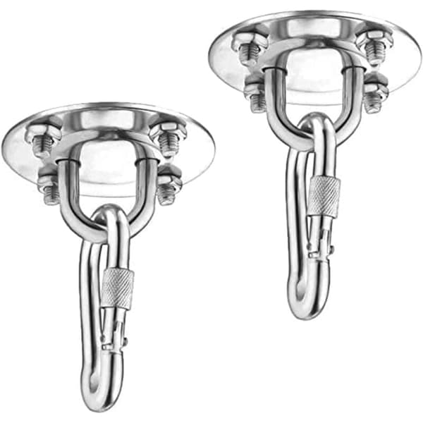 2-pack Stainless Steel Ceiling Mount with 180° Rotation, Compatible with Concrete and Wood - Includes Mounting Screws