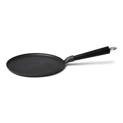 Pannekakepanne støpejern 23 cm trehåndtak Svart black