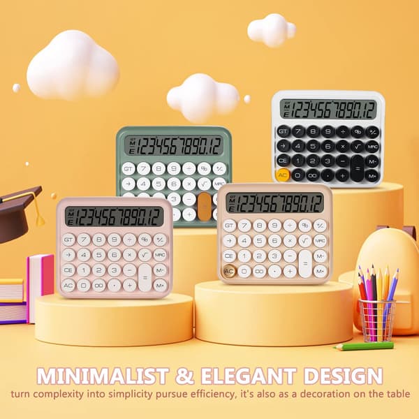 Office Calculator 12 Digits Large LCD Display Cute Calculator Handheld Mechanical Calculator Large Buttons Calculator Desktop