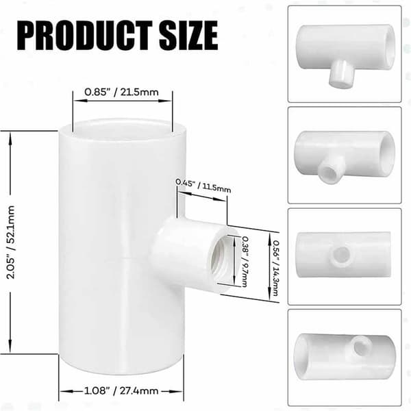 20-pakning kyllingvanningsautomat PVC T-koblinger - Fullt