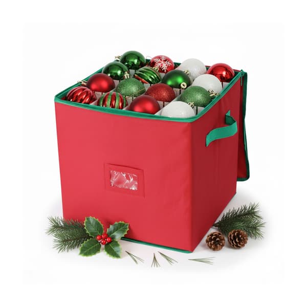 Christmas Ornament Storage Box, Holds 64, Adjustable Dividers