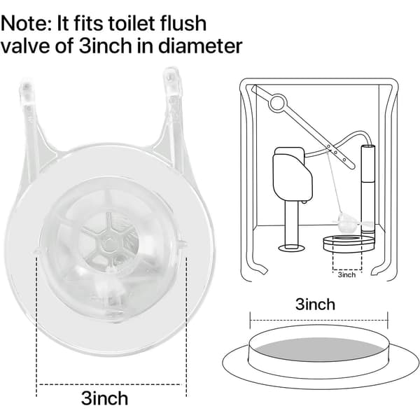 2-pak GA715014-GEG1 Toiletsklap, Klar Gummi med Kædekrog i Rustfrit Stål til Reparation af Toilettank, 3 Tommer