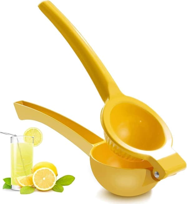Fruktpress Limepress Metall, Professionella Köksredskap med Handpress, Manuell Citruspress Citronpress (Gul--Liten)