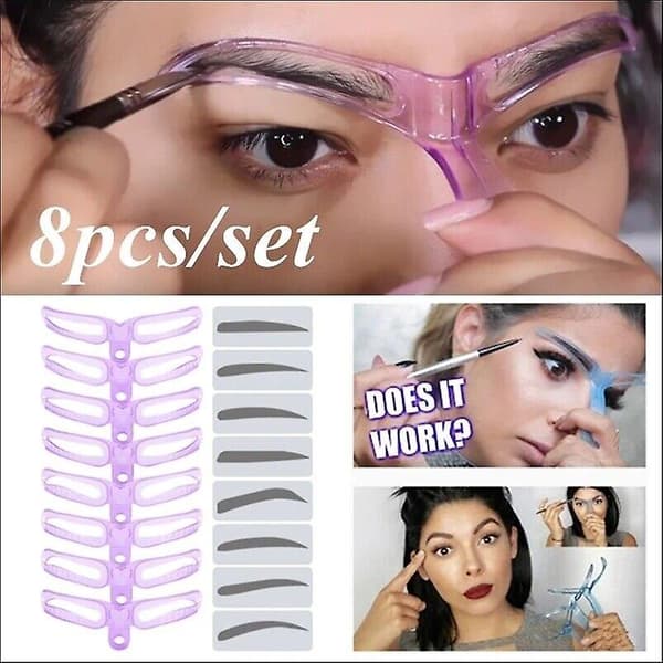 8 Styles Eyebrow Shaping Templates Grooming Shaper Stencil Makeup Tool KiJ0