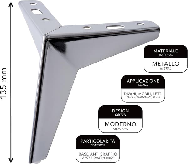 4-pakning møbel- og sofabein i metall - Elegant design