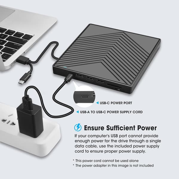 Ekstern CD DVD+/-RW-stasjon med SD-kortleser og USB 3.0/2.0-porter for bærbar PC Mac, PC Windows