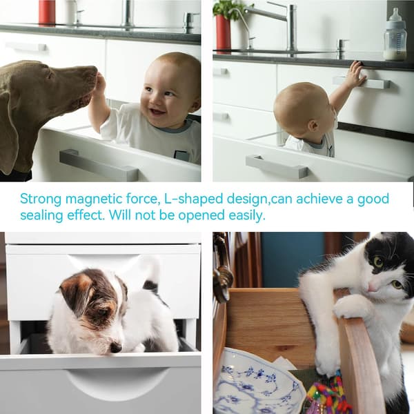 Skabsdørsmagnet 6 dele Tynd magnetlås, Dørsmagnet, Skabsmagnet (Sort)