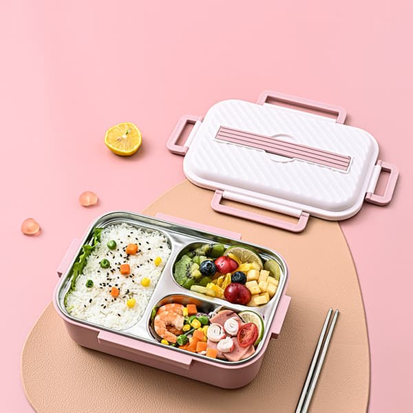 Bento Matboks 1050ml Dobbelt Lag 3 Rom Design 304 Rustfritt Stål