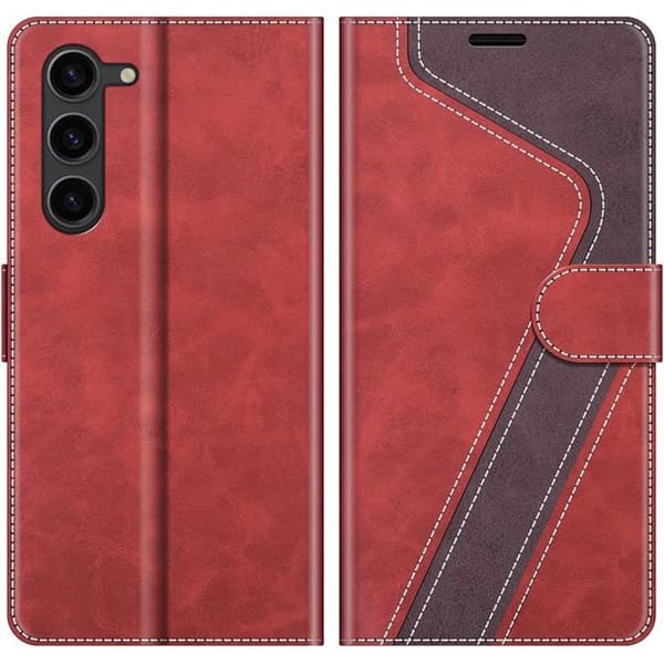 Booling Red PU Leather Case for Samsung Galaxy A17 5G/4G - 2 Screen Protectors-FY-