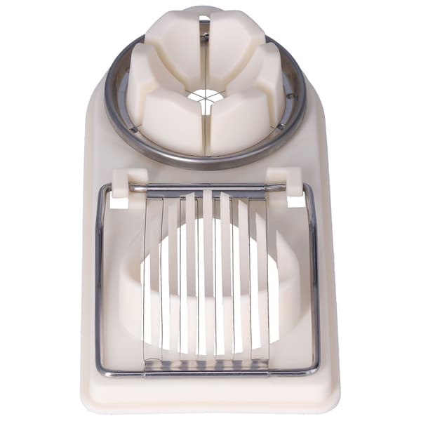 Stainless Steel Egg Slicer, White, Safe and Easy to Use for Hard-Boiled Eggs