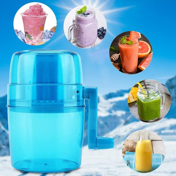 Manual Ice Crusher, 1.1L Hand Crank Ice Shaver Portable Ice Maker for Kitchen Outdoor Making Snow Cones