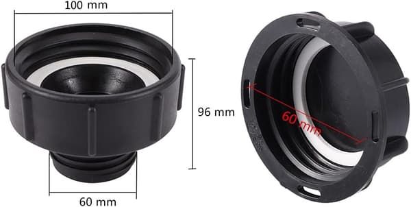 IBC tankadapter S100 x 8 - Til reduktion S60 x 6 - Groft gevind med låg - Havsslange - Haneadapter