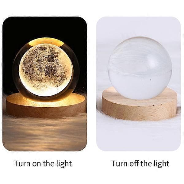 3D Krystal LED Lys Solsystem Kugle Planet Natlampe Saturn