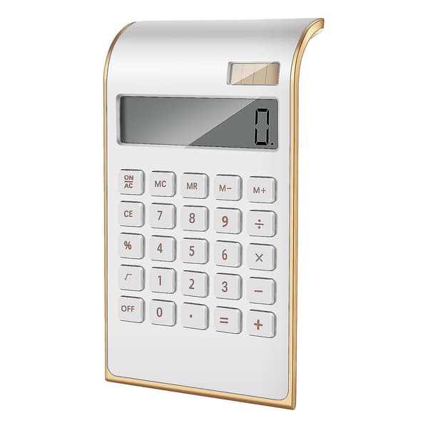 Calculator, Slim Elegant Design, Office/Home Electronics, Dual Powered Desktop Calculator, Solar Power, 10 Digits, Angled LCD Display, Tilted Design