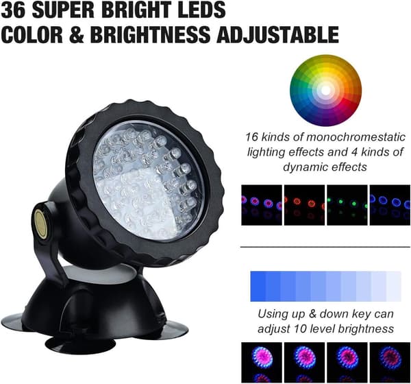 RGB Aquarium Projector, Underwater Submersible Fish Lighting, IP68
