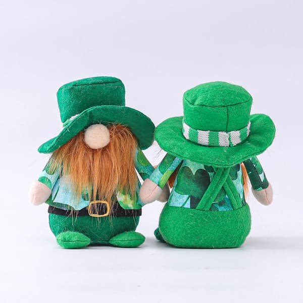 Pehmonukke Irlantilainen Pyhän Patrickin päivän lahja, apilahahmo Pyhän Patrickin päivän koriste Vihreä Leprechaun-tonttu Pehmonukke