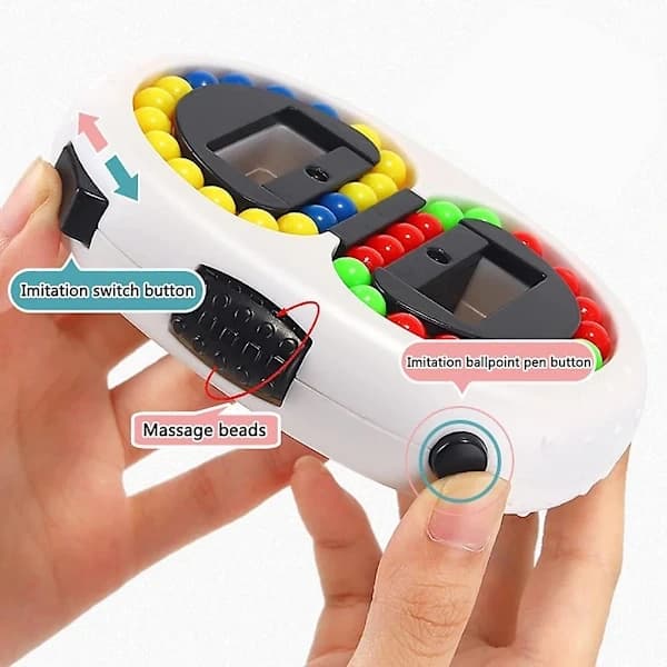 Rotating Magic Bean Cube Spinner Fidget Stress Relief Ball Double-Sided Handheld Puzzle Relaxation Educational Toy (white)