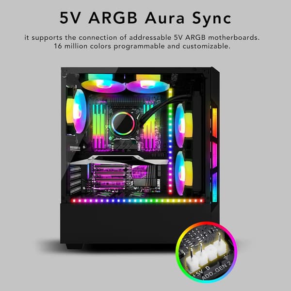 15,7 tommer 5V magnetisk ARGB-stripe ARGB Aura Sync PC LED-stripe for dekorasjon av datakabinett
