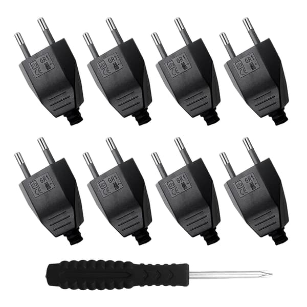 8 Pieces European Flat Plugs with Screwdriver, 220V 2.5A Flat Power Plug, Flat Electrical Socket Compatible with Indoor Appliances