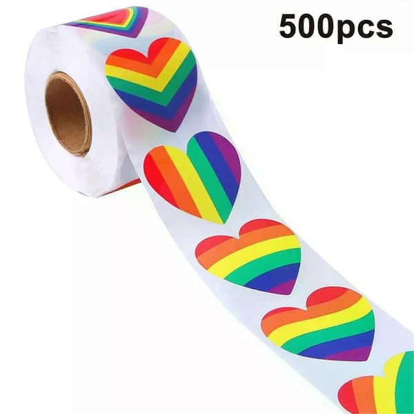 500 stk Pride-klistremerker Regnbueformede etiketter Selvklebende klistremerker Dekorasjon for konvolutter Datamaskiner Bærbare datamaskiner