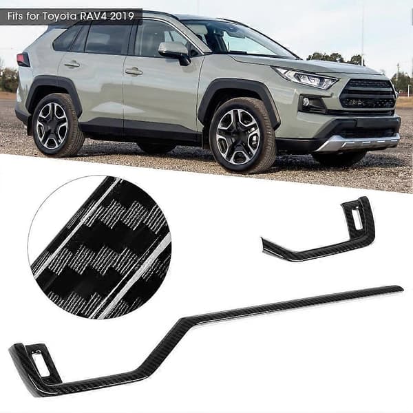 2 st Kolfiberstil Central Kontroll Sida Luftventil Trimskydd Passar Toyota RAV4 2019 Högerstyrd