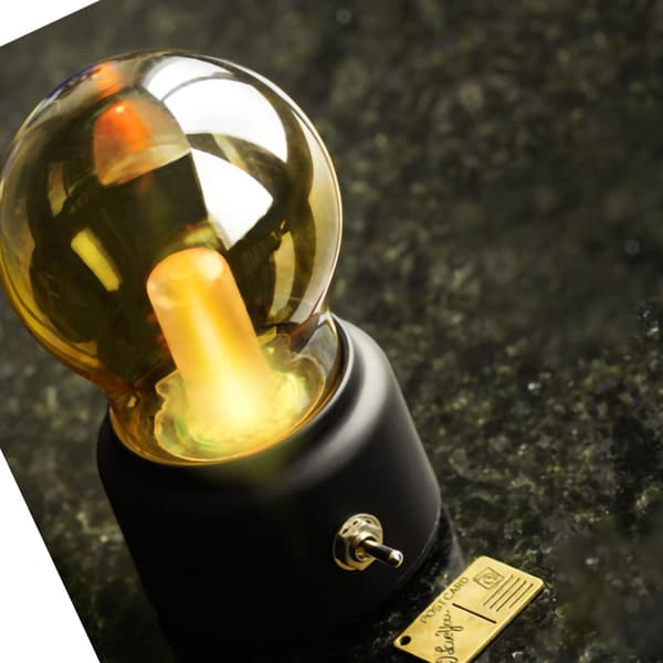 USB Rechargeable Night Light, Bulb-shaped, Continuous Light, Desk Lamp for Bedroom, Dorm, Black