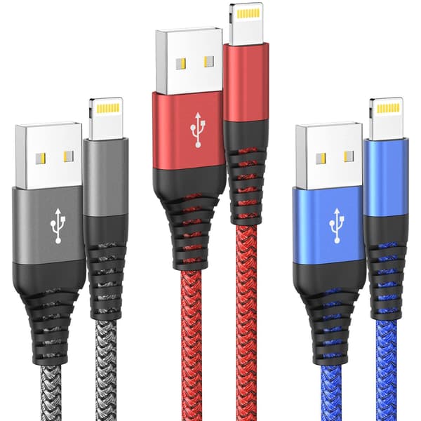 3 kpl 2 metrin punottu Lightning-kaapeli, yhteensopiva iPhonen ja iPadin kanssa