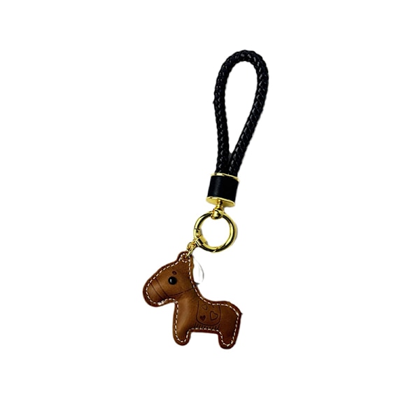 Cute Leather Keychain Brown Blå L