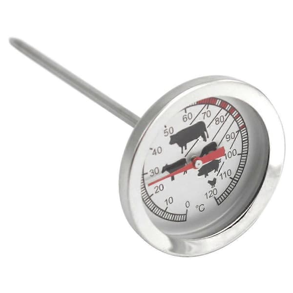 [RM] Stegetermometer i rustfrit stål - Analogt kødtermometer op til 120 C - Termometer (1 stk.)