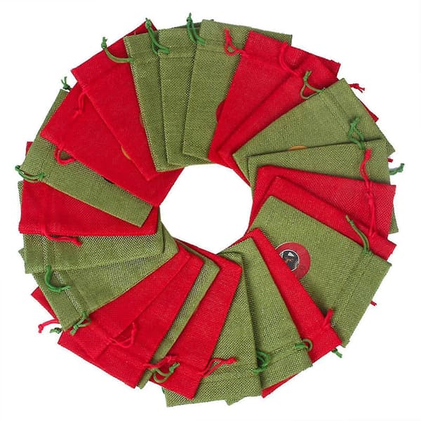 Stora 73-pack Julklappslinnepåsar med dragsko Julklappsjutesäckar Godispåsar 24-dagars Julkalenderpåsar Julkalenderpresentpåsar
