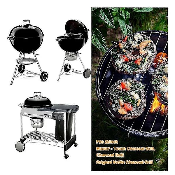 One Touch rengøringssystem kit 7444 metal askventil erstatning til 22 tommer Weber kulgrill sølv
