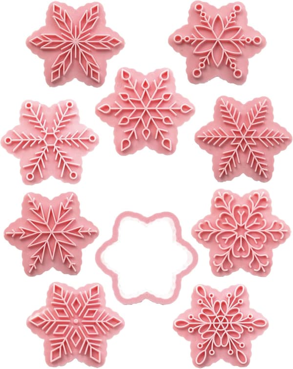 3D Snøfnugg Kakestempelsett - Matsikker plast snøfnugg