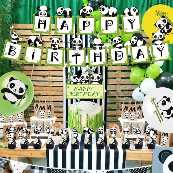 Bambus panda tema bursdagsdekorasjon, populære ballonger, mote