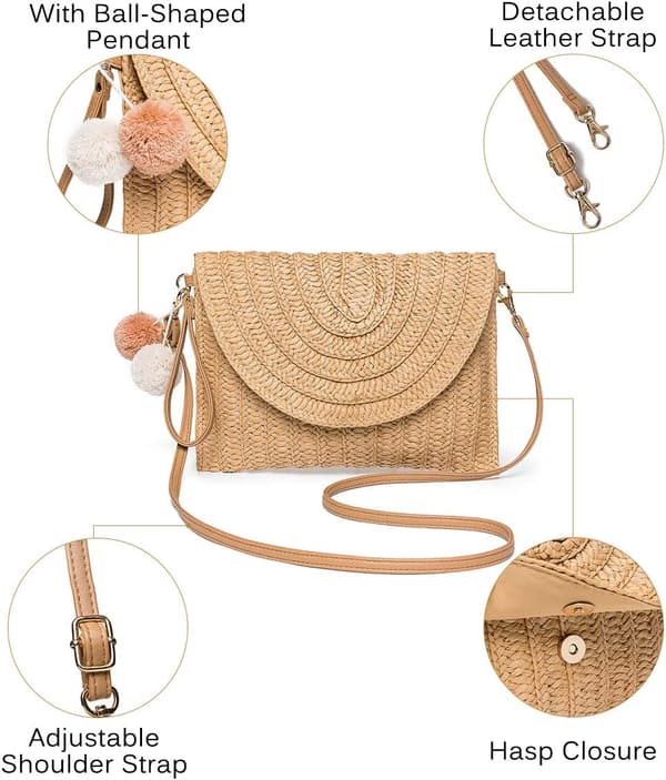 Straw Shoulder Bag, Straw Clutch Women's Shoulder Bag Women's