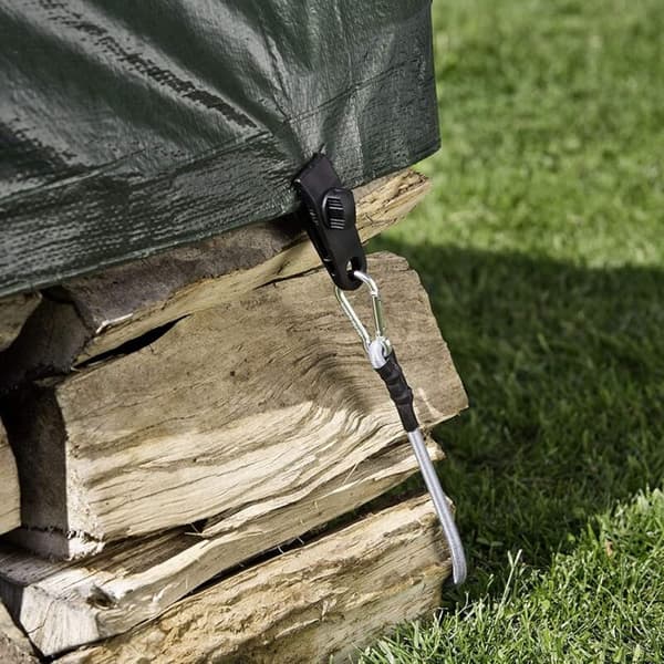 Tent Tarp Clips, 12 Multifunctional Tarp Clips (Black), Tarp Tensioner Fixing Clips with Eyelets