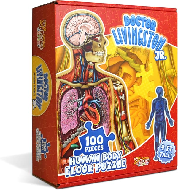 Dr. Livingston Jr. 100-bitars helkroppspussel för barn, 1,2 meter långt