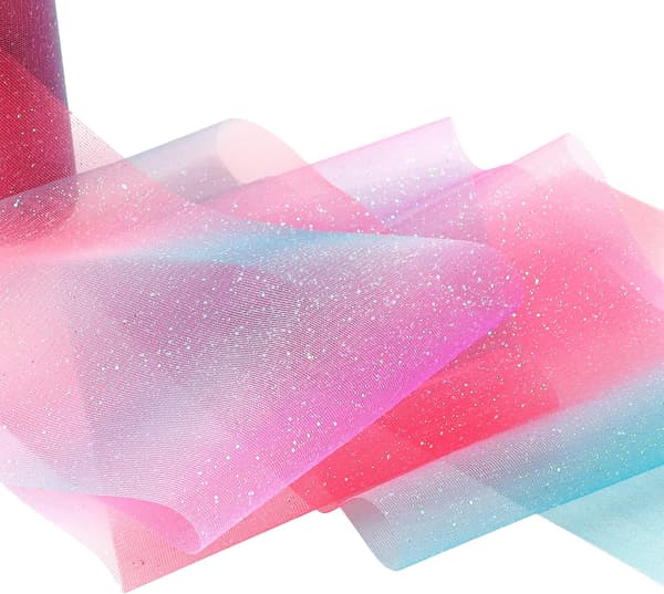 Regnbueglittertyll, Tutuskjørt, Tutu, Bordløperbånd