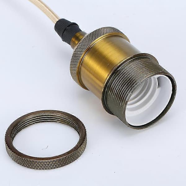 Pendant Lamp Metal Hanging Lamp E27 Lamp Holders with Cable, Lamp Holder Adjustable 90cm Bronze Braided Ceiling Hanging Socket, for Ceiling Lighting