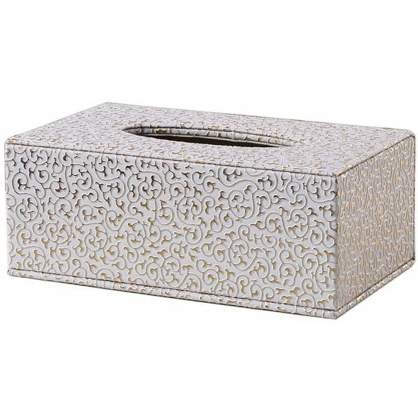 PU-læder ansigtsvævsdispenser 25 x 14 x 9,5 cm (guld)